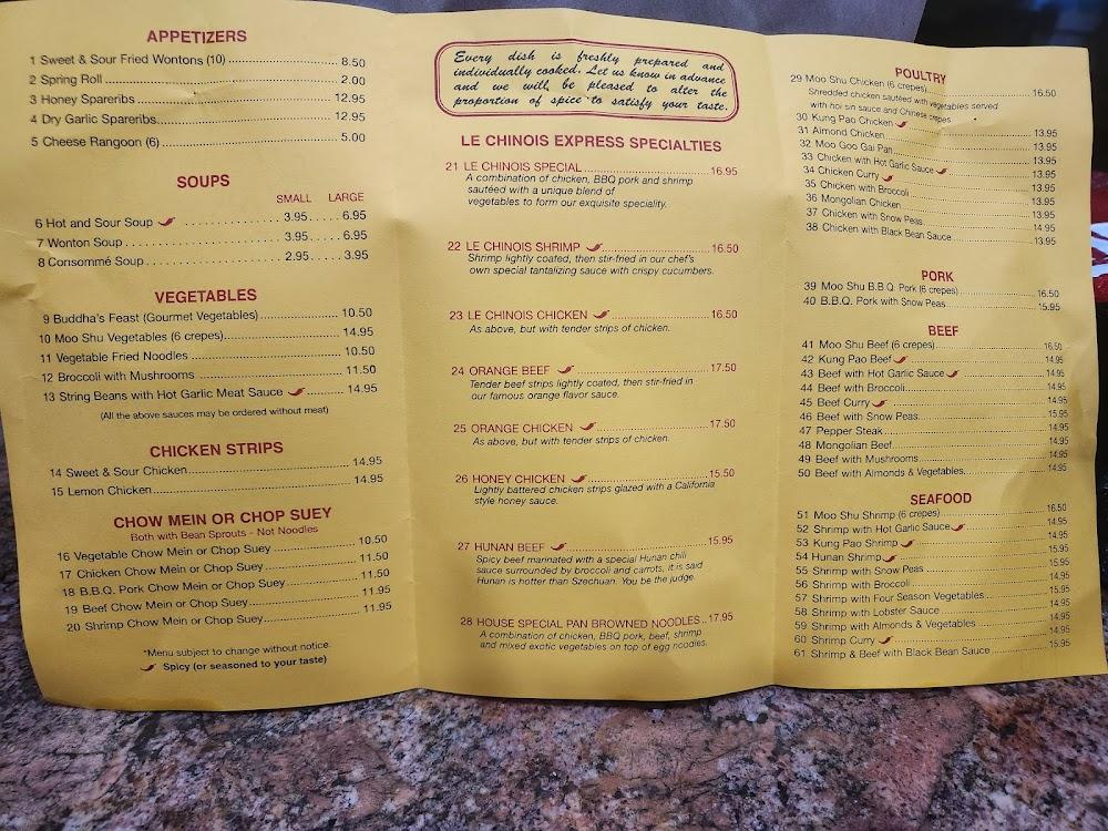 Le Chinois Express Menu image 1